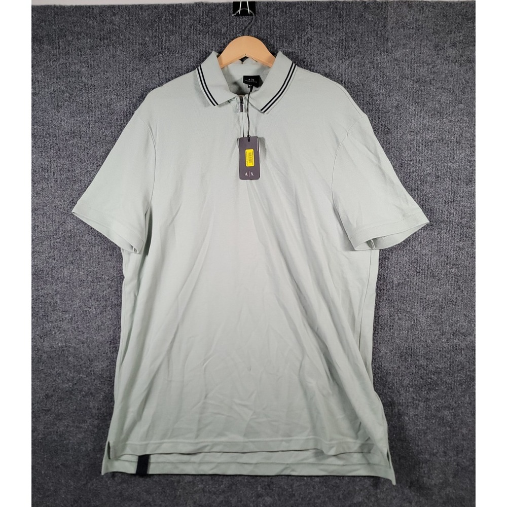 A|X Armani Exchange Polo Shirt Mens XXL Mint Green 1/4 Zip Soft Cotton NWT $85
